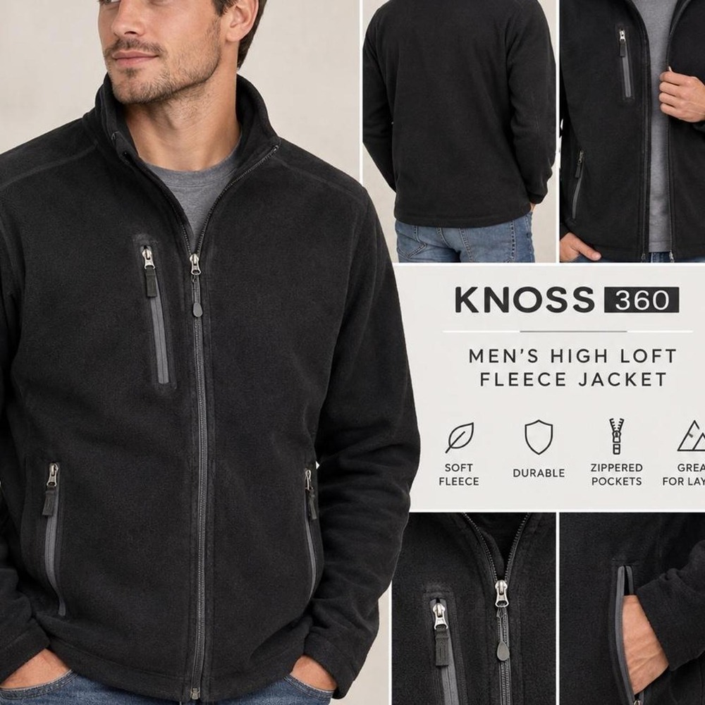 🖤 KNOSS 360 Men's High Loft Fleece Jacket — Size M NWT